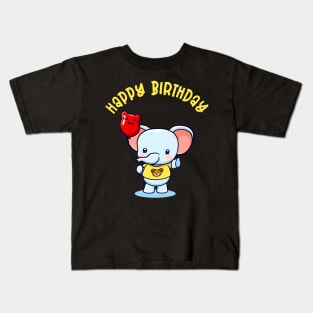 Cute Elephant Balloon Happy Birthday Gift Kids Kids T-Shirt